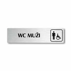 WC muži invalida, stříbrná cedulka, 180x45mm