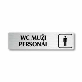 WC muži personál, stříbrná cedulka, 180x45mm
