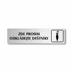 Deštníky, stříbrná cedulka, 180x45mm