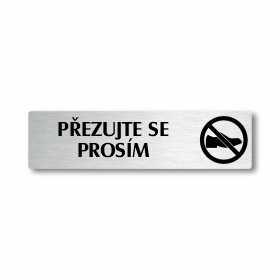 Přezujte se, stříbrná cedulka, 180x45mm