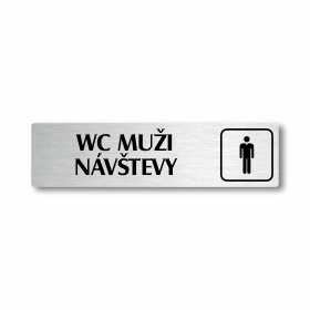 WC muži návštěvy, stříbrná cedulka, 180x45mm