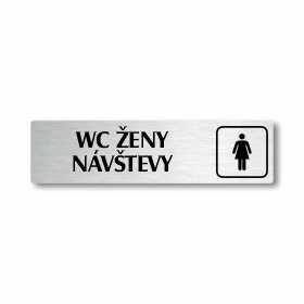 WC ženy návštěvy, stříbrná cedulka, 180x45mm