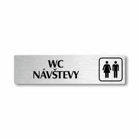 WC návštěvy, stříbrná cedulka, 180x45mm