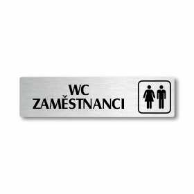 WC zaměstnanci, stříbrná cedulka, 180x45mm