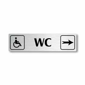 WC invalida vpravo, stříbrná cedulka, 180x45mm