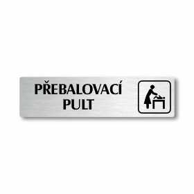 Přebalovací pult, stříbrná cedulka, 180x45mm
