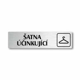 Šatna účinkující, stříbrná cedulka, 180x45mm
