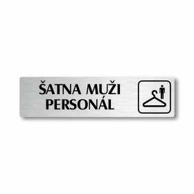 Šatna muži personál, stříbrná cedulka, 180x45mm