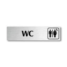 WC oddělené a invalida, stříbrná cedulka, 180x45mm