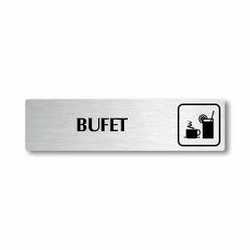 Bufet, stříbrná cedulka, 180x45mm