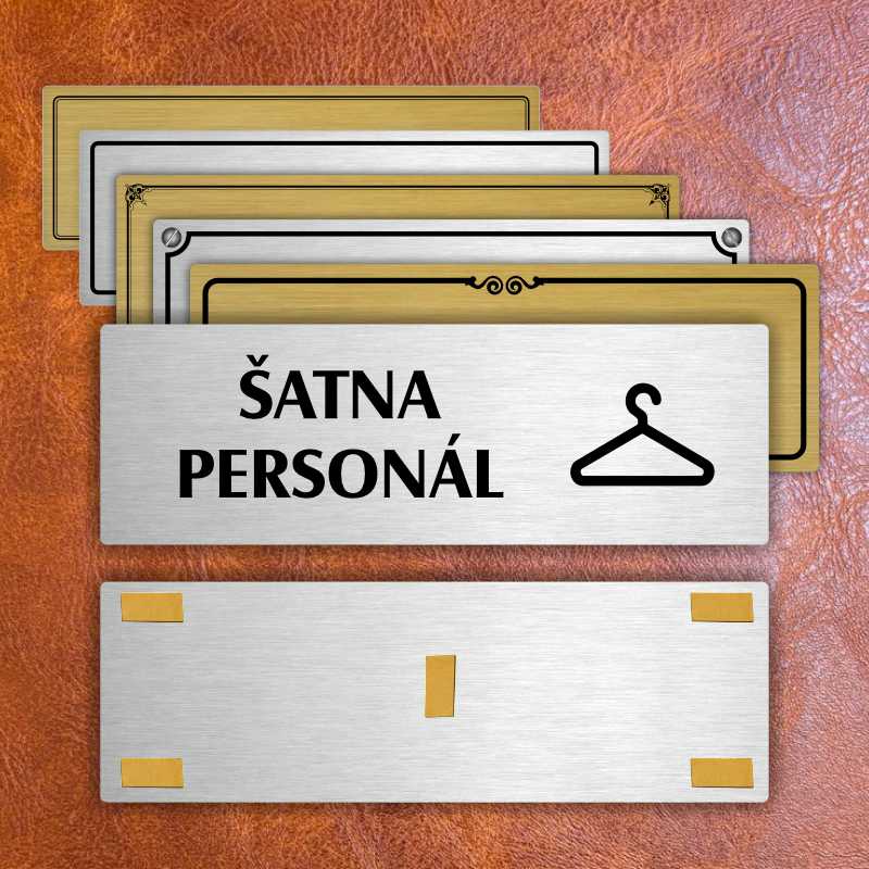 Šatna personál, 240x79mm, zlatá popiska s rámečkem