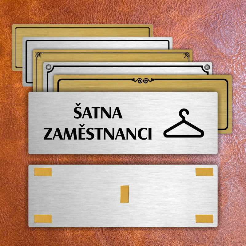 Šatna zaměstnanci, 200x66mm, stříbrná popiska 