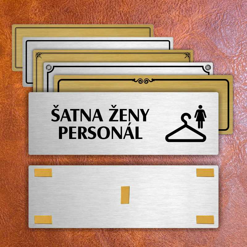 Šatna ženy personál, 200x66mm, zlatá popiska 