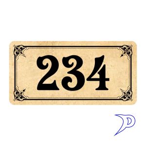 Plechové číslo 50x25mm, s ozdobným rámečkem