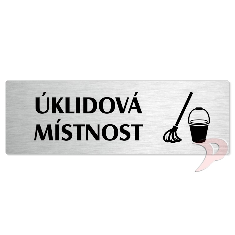 Úklidová místnost, 240x79mm, stříbrná popiska 