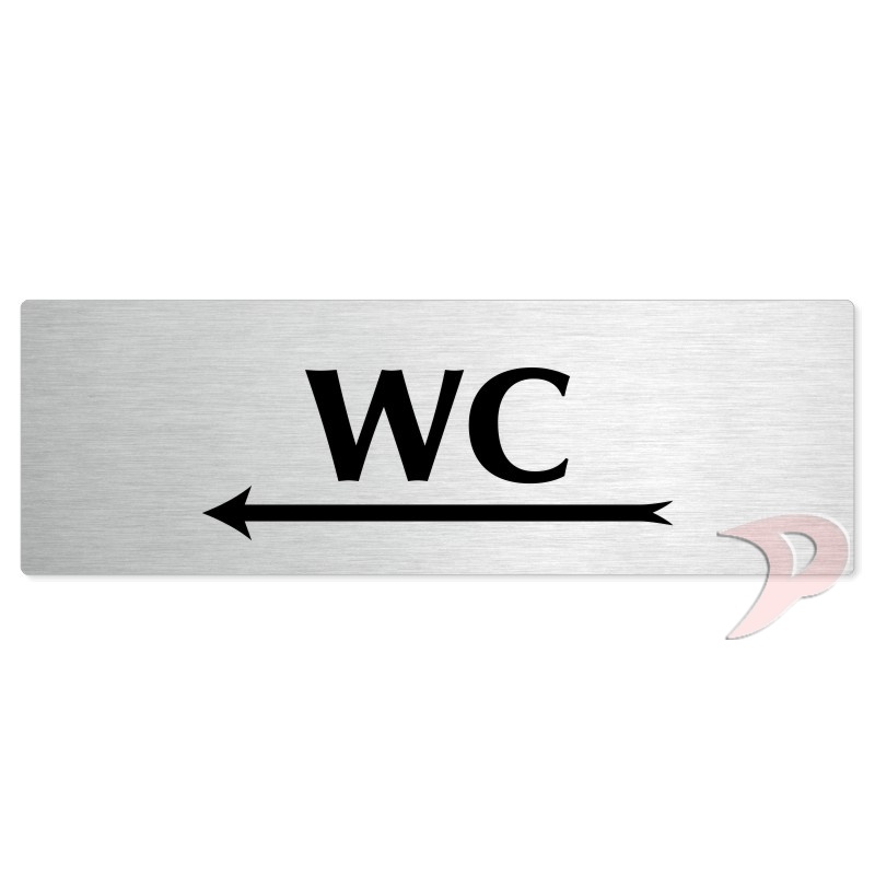 WC vlevo, 200x66mm, stříbrná popiska 