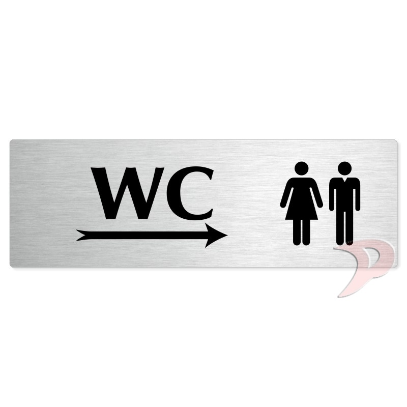 WC společné vpravo, 240x79mm, stříbrná popiska 