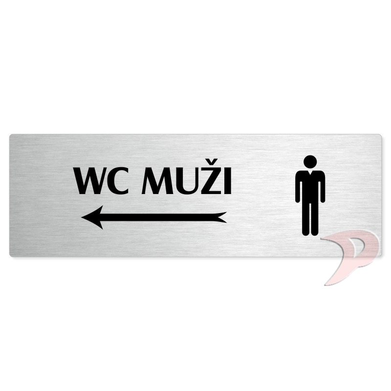WC muži vlevo, 240x79mm, stříbrná popiska 