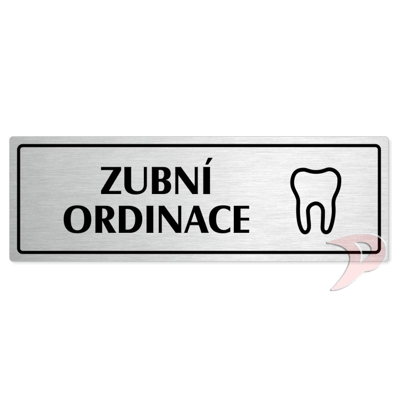 Zubní ordinace, 200x66mm, stříbrná popiska s rámečkem