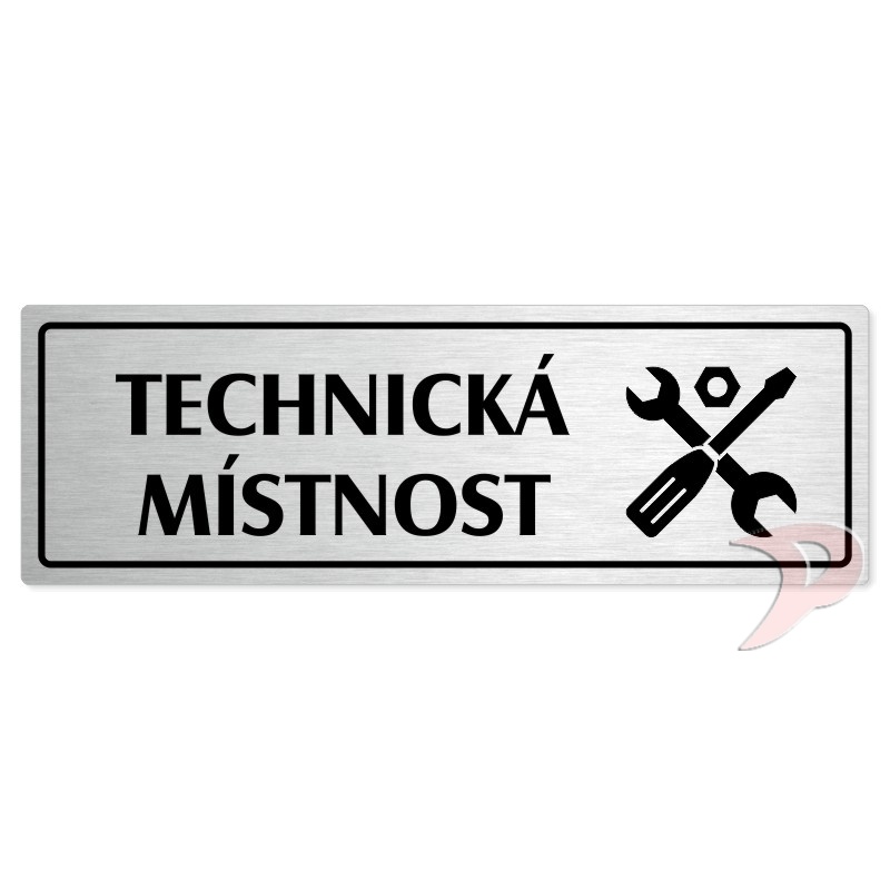 Technická místnost, 240x79mm, stříbrná popiska s rámečkem