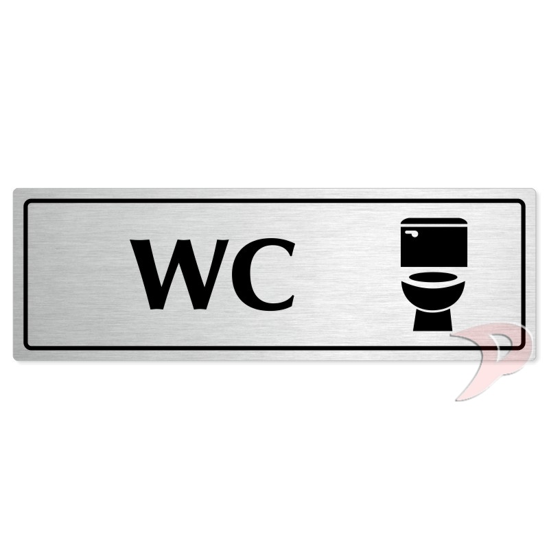WC, 240x79mm, stříbrná popiska s rámečkem