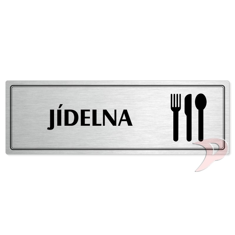 Jídelna, 200x66mm, stříbrná popiska s dvojtým rámečkem