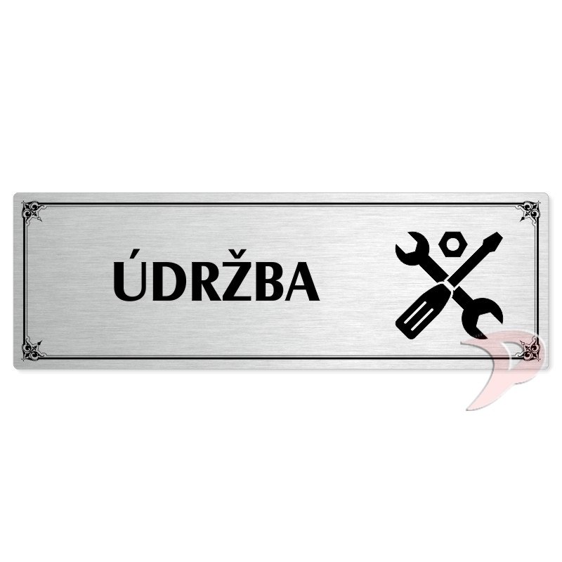 Údržba, 200x66mm, stříbrná popiska s okrasným rámečkem