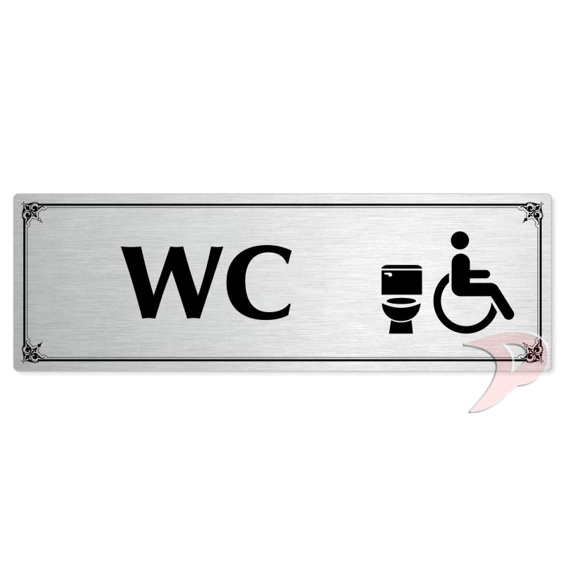 WC invalida, 240x79mm, stříbrná popiska s okrasným rámečkem