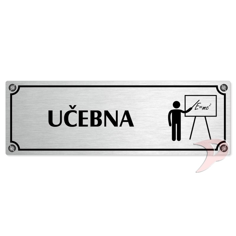 Učebna, 240x79mm, stříbrná popiska s imitacemi šroubků
