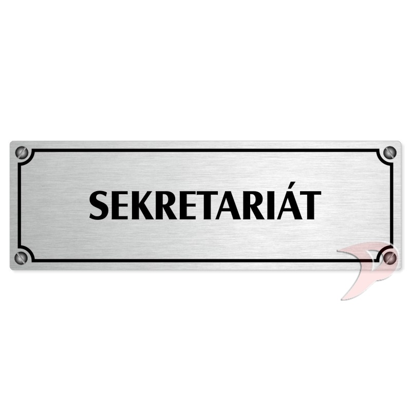 Sekretariát, 240x79mm, stříbrná popiska s imitacemi šroubků