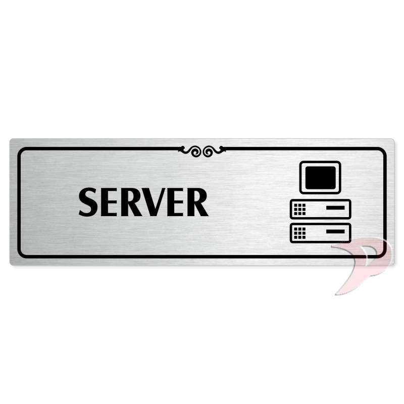 Server, 240x79mm, stříbrná popiska s ozdobou uprostřed