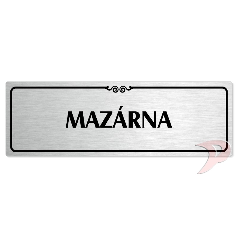 Mazárna, 240x79mm, stříbrná popiska s ozdobou uprostřed