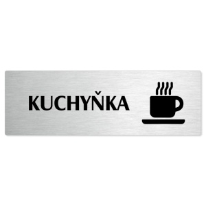 Kuchyňka, stříbrná popiska na dveře