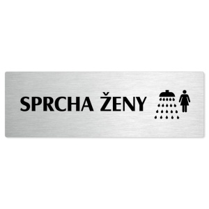 Sprcha ženy, stříbrná popiska na dveře