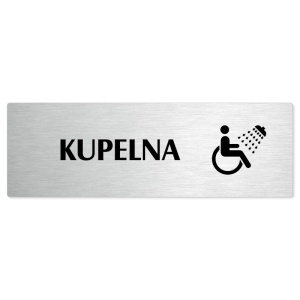 Koupelna, stříbrná popiska na dveře