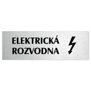 Elektrická rozvodna, stříbrná popiska na dveře