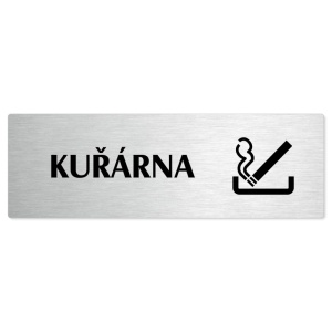 Kuřárna, stříbrná popiska na dveře