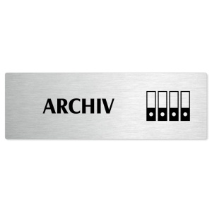 Archiv, stříbrná popiska na dveře