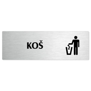 Koš, stříbrná popiska na dveře