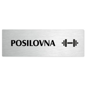 Posilovna, stříbrná popiska na dveře