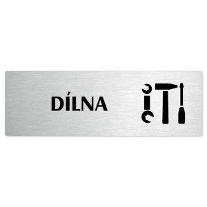 Dílna, stříbrná popiska na dveře