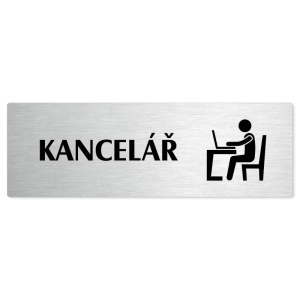 Kancelář, stříbrná popiska na dveře