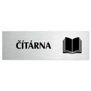Čítárna, stříbrná popiska na dveře