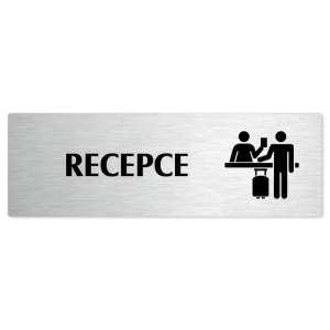 Recepce, stříbrná popiska na dveře