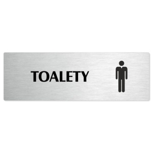 Toalety muži, 200x66mm, stříbrná popiska 
