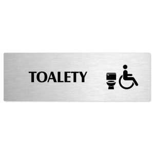 Toalety invalida, stříbrná popiska na dveře