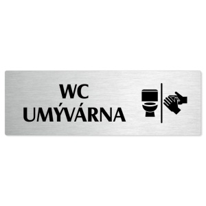 WC umývárna, stříbrná popiska na dveře