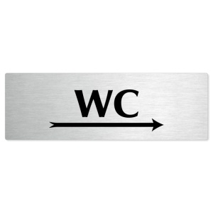WC vpravo, stříbrná popiska na dveře