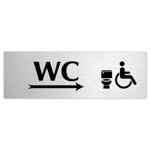 WC invalida vpravo, stříbrná popiska na dveře