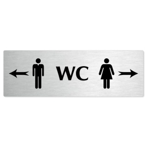 WC společné - rozcestník, stříbrná popiska na dveře
